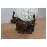 Vintage Murano Style Glass Globe with Brass Elephant