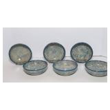 Red Wing Stoneware Spongeware Bowls – Set of 6, Blue