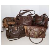 Lot of 5 Brown-Tone Purses – Mixed Brands