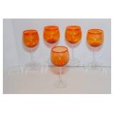 Set of 9 Orange and Red Wine Glasses