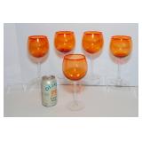 Set of 9 Orange and Red Wine Glasses