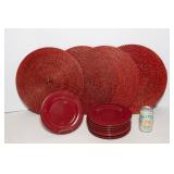 Pier 1 Red Salad Plates & Placemats – Set of 8 Plates, 4 Placemats
