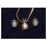 14K Gold Opal Necklace & Earring Set – Elegant and Dainty