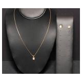 14K Gold Opal Necklace & Earring Set – Elegant and Dainty
