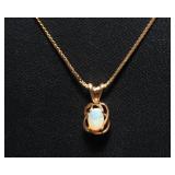 14K Gold Opal Necklace & Earring Set – Elegant and Dainty