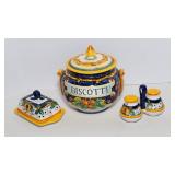 Artisca Made in Italy Tableware – Biscotti Jar, Butter Dish & Salt & Pepper Shakers