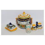 Artisca Made in Italy Tableware – Biscotti Jar, Butter Dish & Salt & Pepper Shakers