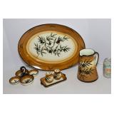Handpainted Italian Olive Motif Serving Ware – 6 Pieces, Made in Italy