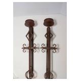 Hand-Forged Iron Wall Sconces – Set of 2, 24" Tall