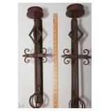Hand-Forged Iron Wall Sconces – Set of 2, 24" Tall