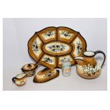 Handpainted Italian Olive Motif Serving Ware – 5 Pieces, Made in Italy