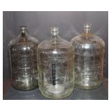 Set of 3 Glass Carboy Jugs – 20" Tall x 10" Diameter