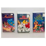 Sealed Black Diamond Disney VHS Tapes – Lot of 3: The Great Mouse Detective, 101 Dalmations, and Aladdin