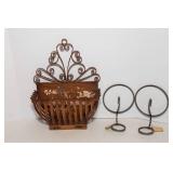 Danish Iron Sconces & Metal Wall Hanging – 3 Pieces