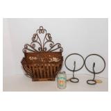 Danish Iron Sconces & Metal Wall Hanging – 3 Pieces