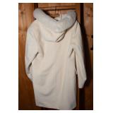 Michael Kors Cream Wool Coat with Faux Fur Hood – Size 10
