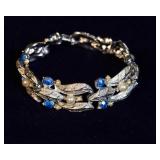 Blue Rhinestone & Faux Pearl Bracelet – 7.5"