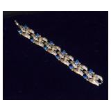 Blue Rhinestone & Faux Pearl Bracelet – 7.5"