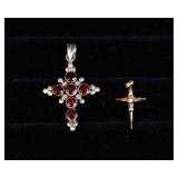 Two Cross Pendants – 925 Silver & 14K Gold