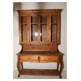 Vintage Oak Hutch – Two-Piece