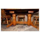 Oak Dining Table with 4 Chairs – Includes 2 Leaves