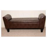 Cushioned Faux Leather Storage Bench – 56" W x 18" D x 22" H