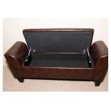 Cushioned Faux Leather Storage Bench – 56" W x 18" D x 22" H