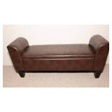 Cushioned Faux Leather Storage Bench – 56" W x 18" D x 22" H