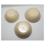 Three Vintage Cream and Green Enamelware Nesting Bowls