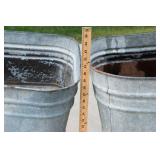 Set of 2 Galvanized Wash Basins on Stands