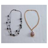 Set of Two Necklaces – Vintage Perfume Locket & Beaded Necklace