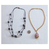 Set of Two Necklaces – Vintage Perfume Locket & Beaded Necklace