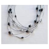 Black & Silver Tone Jewelry Lot – Necklace & Earrings + Beaded Necklace