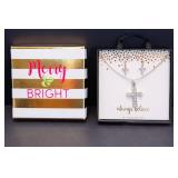 Cross Necklace & Earrings Set with Gift Box