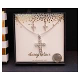 Cross Necklace & Earrings Set with Gift Box