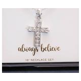 Cross Necklace & Earrings Set with Gift Box