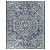 Hampton Bay Blue 8 ft. x 10 ft. Traditional Medallion Indoor/Outdoor Area Rug  Customer Returns See Pictures