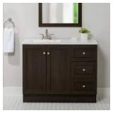 Glacier Bay Bannister 43 in. Single Sink Dusk Bath Vanity with White Cultured Marble Top (Assembled)    Customer Returns See Pictures