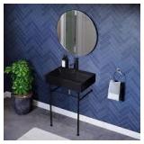 Claire 24 in. Ceramic Matte Black Console Sink Basin Black Legs by Swiss Madison  Customer Returns See Pictures