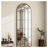 XRAMFY 24 in. W x 65 in. H Modern Arched Metal Framed with Grids Black Full Length Wall Mirror  Customer Returns See Pictures