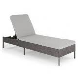 MARTHA STEWART Bedford Indoor-Outdoor Adjustable Patio Chaise Lounge Chair in Gray Rattan Wicker with Gray All-Weather Cushions  Customer Returns See Pictures