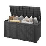 Bifanuo 100 Gallon Deck Box Lockable Resin Outdoor Storage Box Waterproof Outdoor Container for Patio Furniture Cushions, Pillow Customer Returns See Pictures