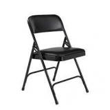 National Public Seating Black Vinyl Padded Seat Stackable Folding Chair (Set of 4)  Customer Returns See Pictures