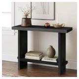 Nathan James Virgo 40 in. Reclaimed Black Oak Farmhouse 2-Tier Rectangle Wood Accent Console Table, for Hallway and Living Room  Customer Returns See Pictures
