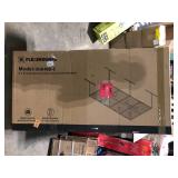 FLEXIMOUNTS OHK Series 48 in. W x 96 in. D x 22-40 in. H Black Ceiling Mounted Overhead Garage Storage Rack with Accessory Hooks   Customer Returns See Pictures
