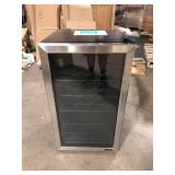 NewAir 19 in. Single Zone 126 (12 oz.) Cans, Beverage and Wine Cooler Fridge with Flip Shelf, in Stainless Steel  Customer Returns See Pictures