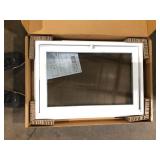 TAFCO WINDOWS 32.25 in. x 22.25 in. White Double-Pane Insulated Glass Hinged Vinyl Hopper Inswing Basement Window with Screen  Customer Returns See Pictures