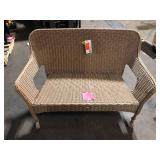 Stylewell Eastlake Stacking Woven Loveseat Honey Brown Finish   Customer Returns See Pictures