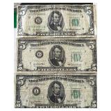1950 Green Seal $5 Dollar Federal Reserve Notes