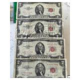 1953 Red Seal $2 Dollar Notes